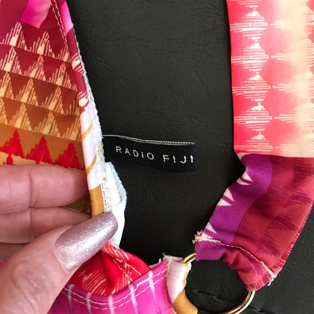 Radio Fiji Halter Top Side Tie Bottom Geometric Pattern Two Piece Bikini - Picture 7 of 10